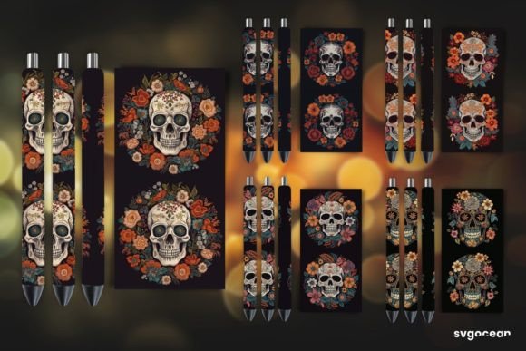 Download Embroidery Skull Pen Wraps | Sublimation - Pen Collection