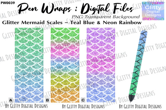 Download Mermaid Scales Glitter Pen Wraps PNG - Pen Collection